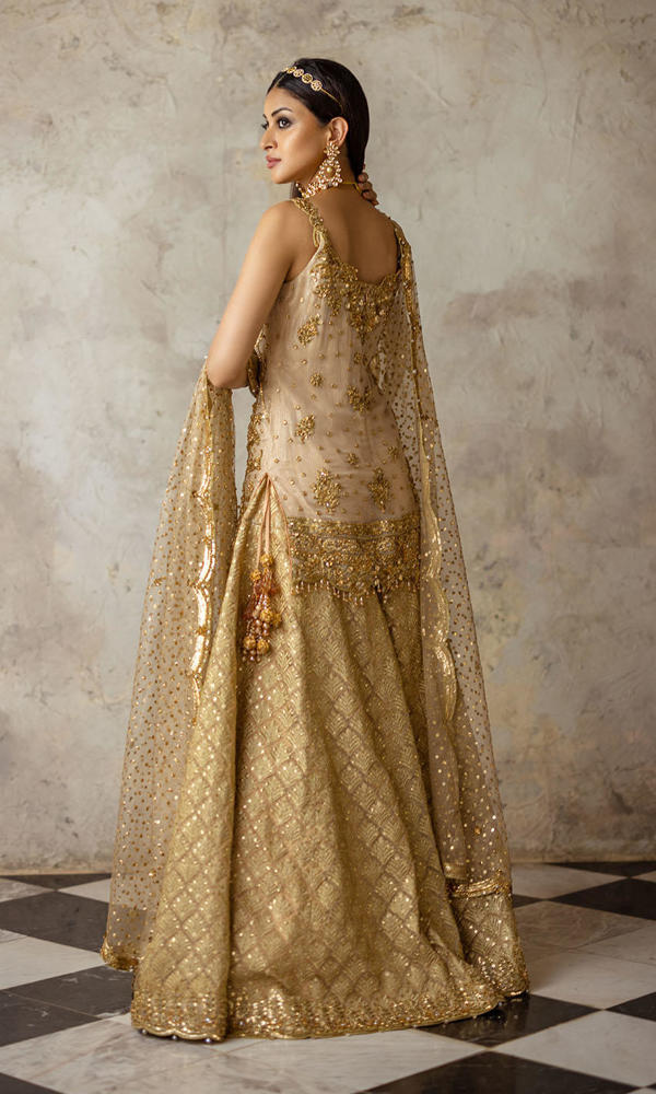 Gold Embellished Silk-Blend Sharara Set (3-Piece) - Image 4
