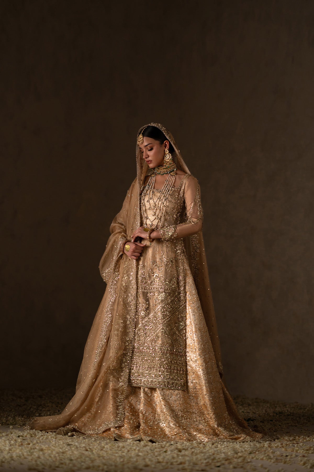 Gold Zardozi Tissue Shirt with Silk Brocade Sharara (3-Piece) - Image 1