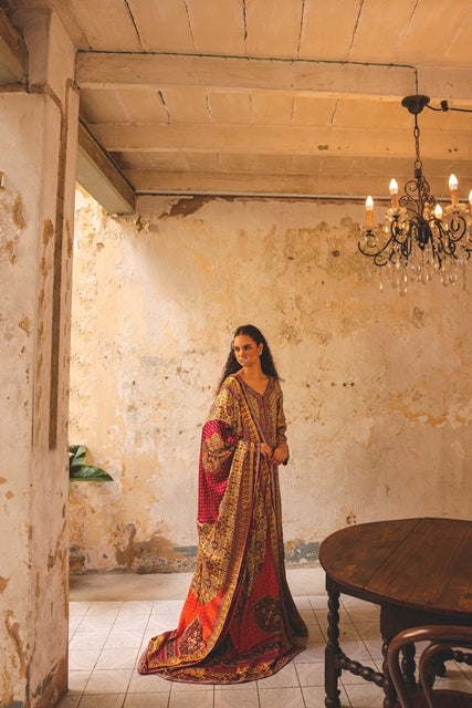 Gold Embellished Silk Sharara Set (3-Piece) - Image 1