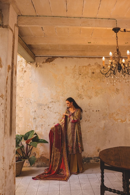 Gold Embellished Silk Sharara Set (3-Piece) - Image 2