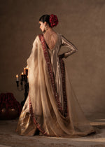 Gold Embroidered Tissue Peshwas Dress (3-Piece) - Image 10