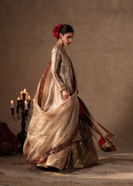 Gold Embroidered Tissue Peshwas Dress (3-Piece) - Image 11