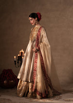 Gold Embroidered Tissue Peshwas Dress (3-Piece) - Image 9