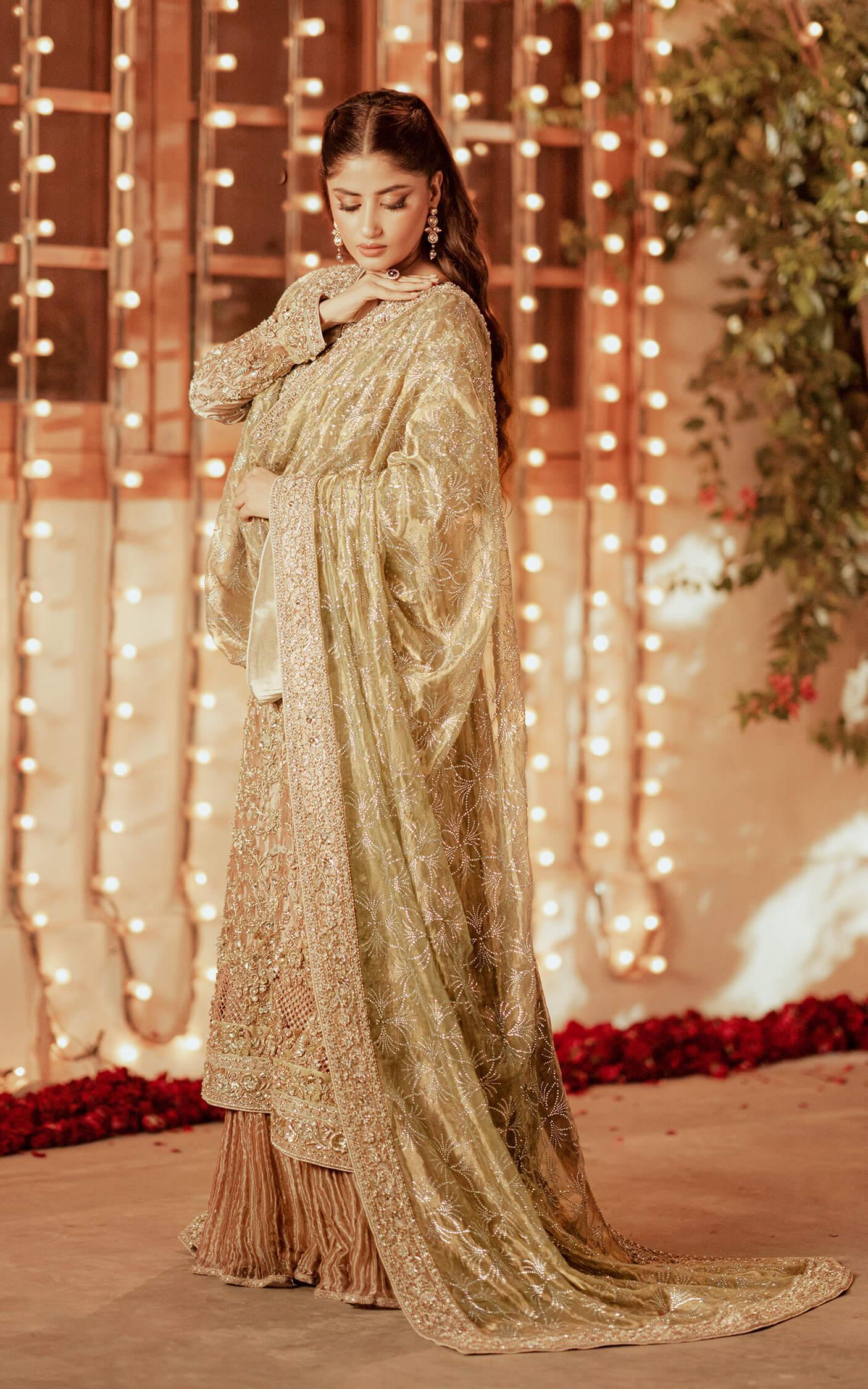 Rose Gold Embellished Tissue Sharara (3-Piece) - Image 6