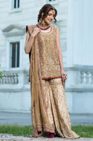 Gold Zardozi & Swarovski Tissue Sharara (3-Piece) - Image 4
