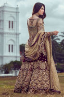 Antique Gold Hand-Embroidered Velvet Sharara (3-Piece) - Image 4