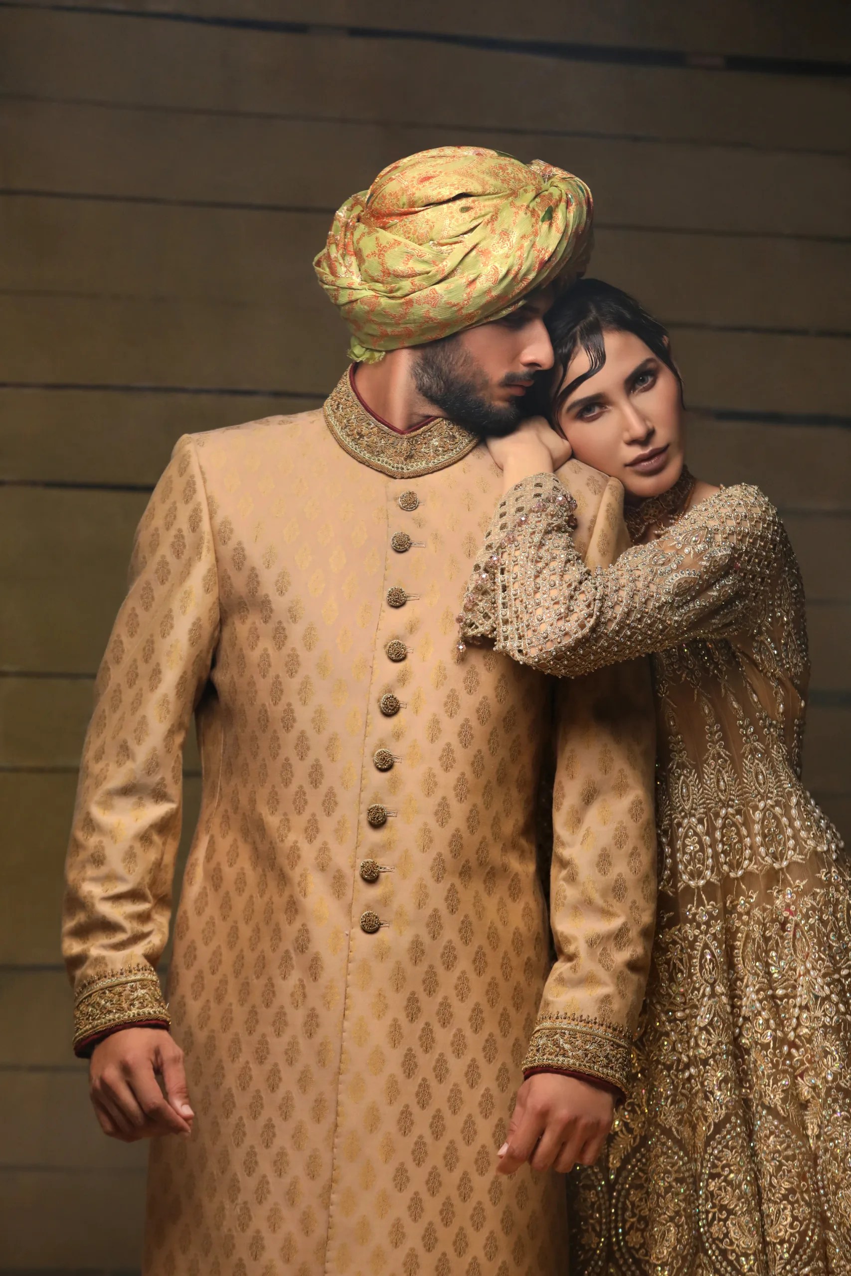 Marigold Embroidered Cotton Groom Sherwani (3-Piece) - Image 1