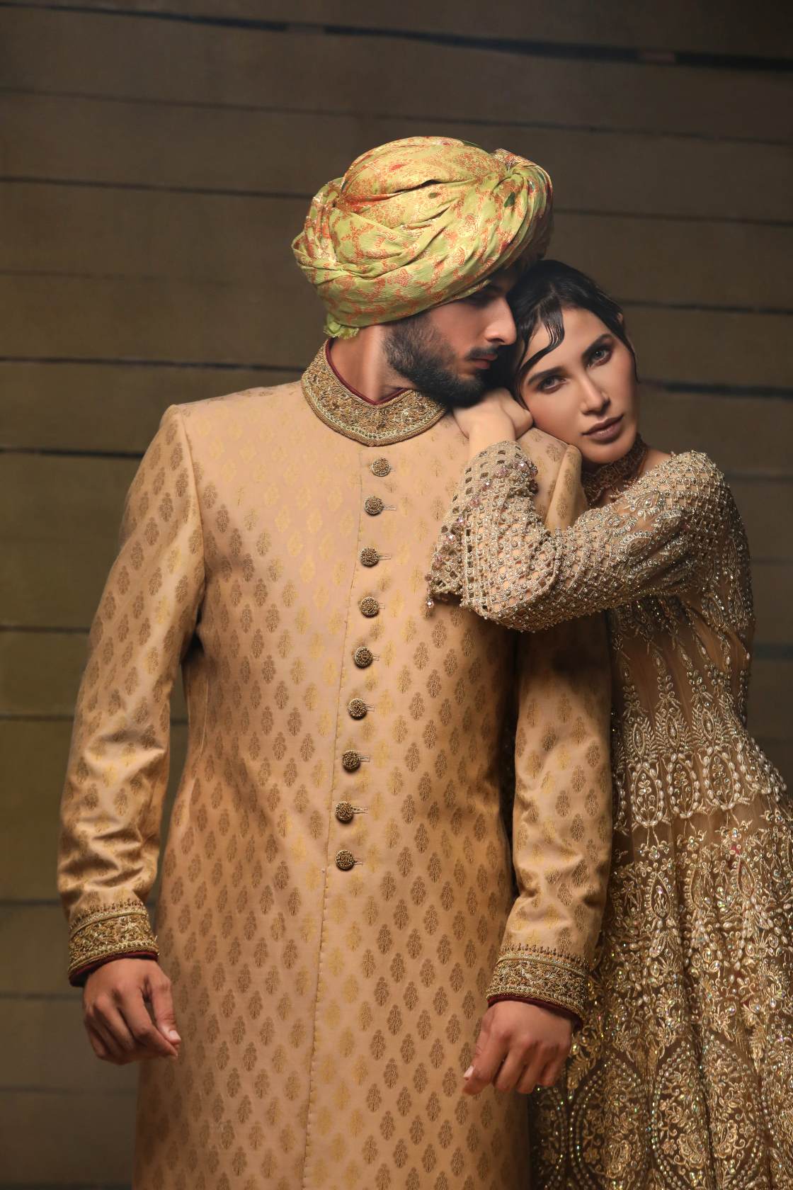 Marigold Embroidered Cotton Groom Sherwani (3-Piece) - Image 4