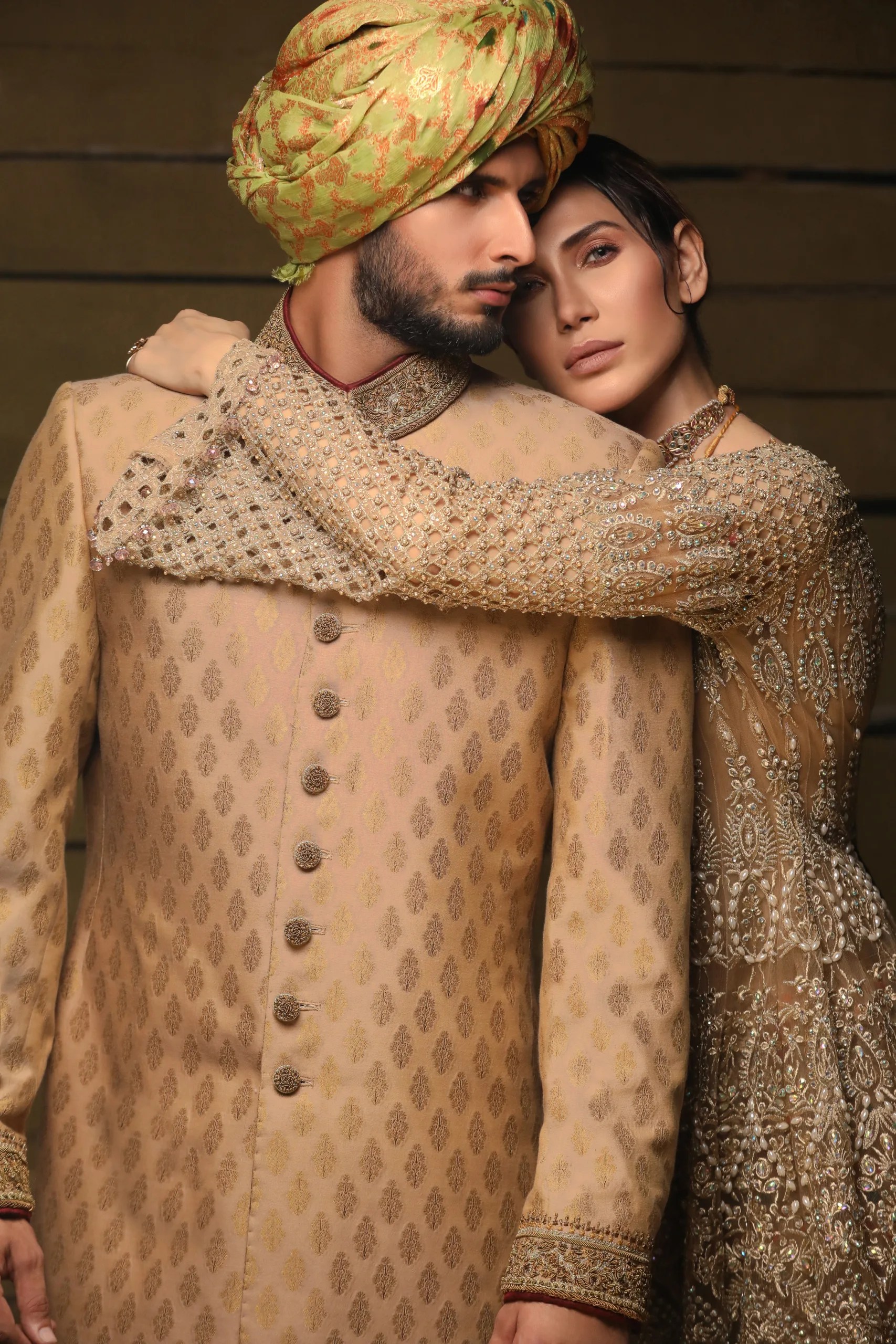 Marigold Embroidered Cotton Groom Sherwani (3-Piece) - Image 5