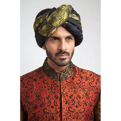 Antique Gold Zardozi Brocade Jamavar Sherwani (3-Piece) - Image 4