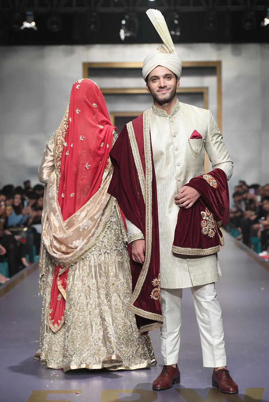 Gold Jamawar Sherwani with Kora and Dabka Embroidery (3-Piece) - Image 2