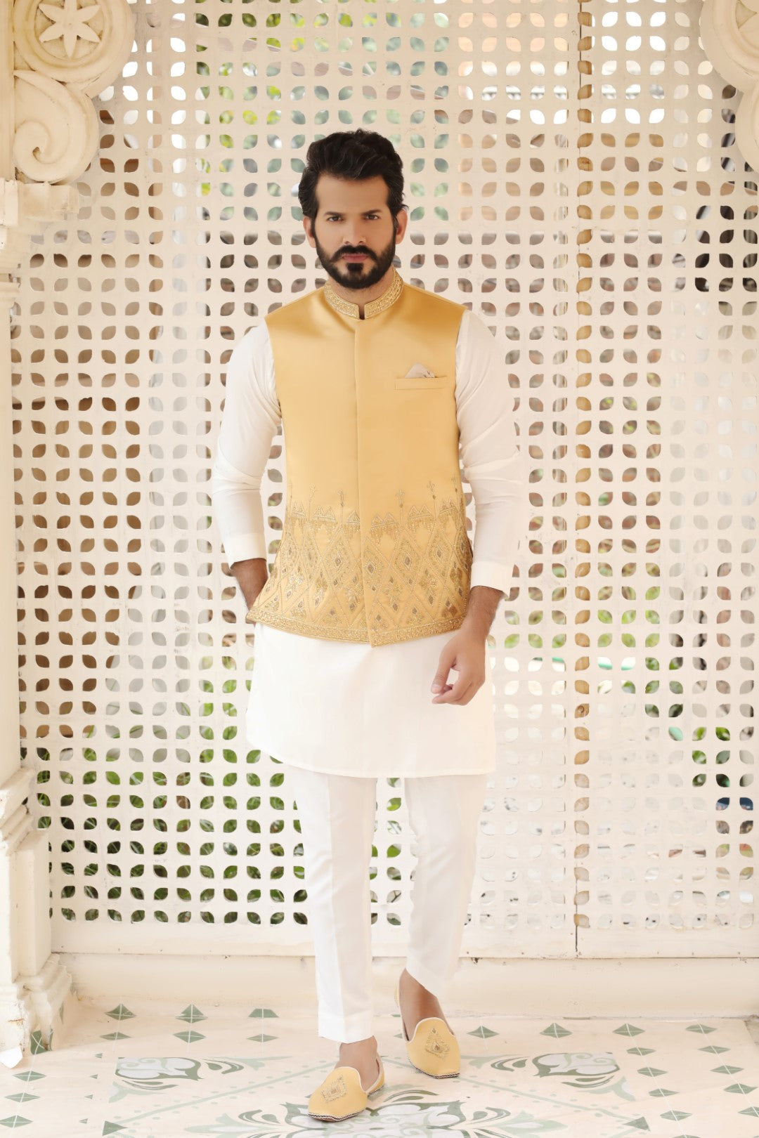 Golden Ada Work Japanese Silk Waistcoat (3-Piece) - Image 1