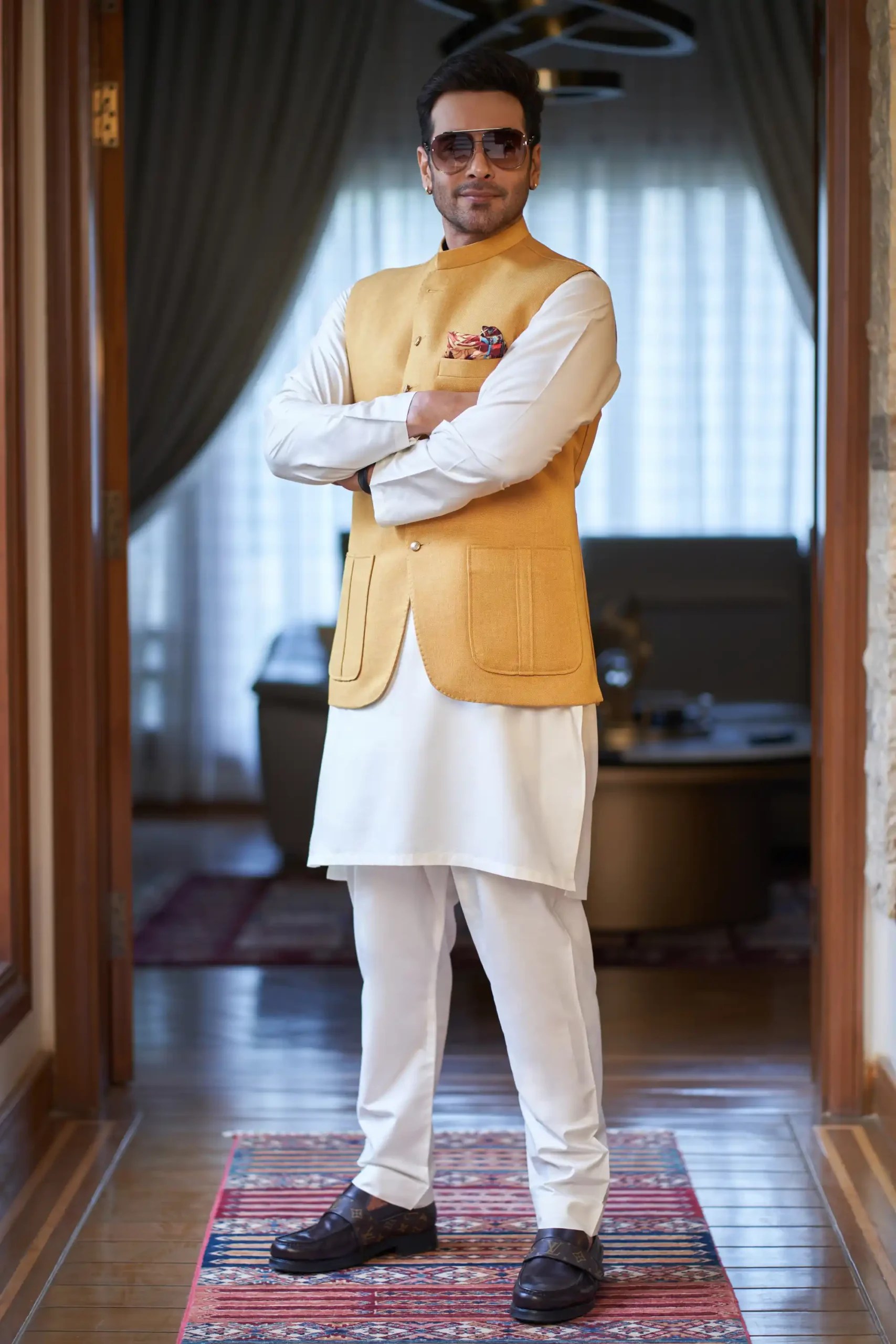 Canary Gold Plain High-Quality Fabric Waistcoat (3-Piece) - Image 2