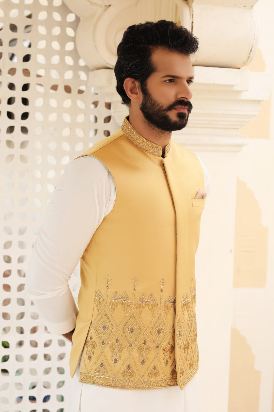 Golden Ada Work Japanese Silk Waistcoat (3-Piece) - Image 4