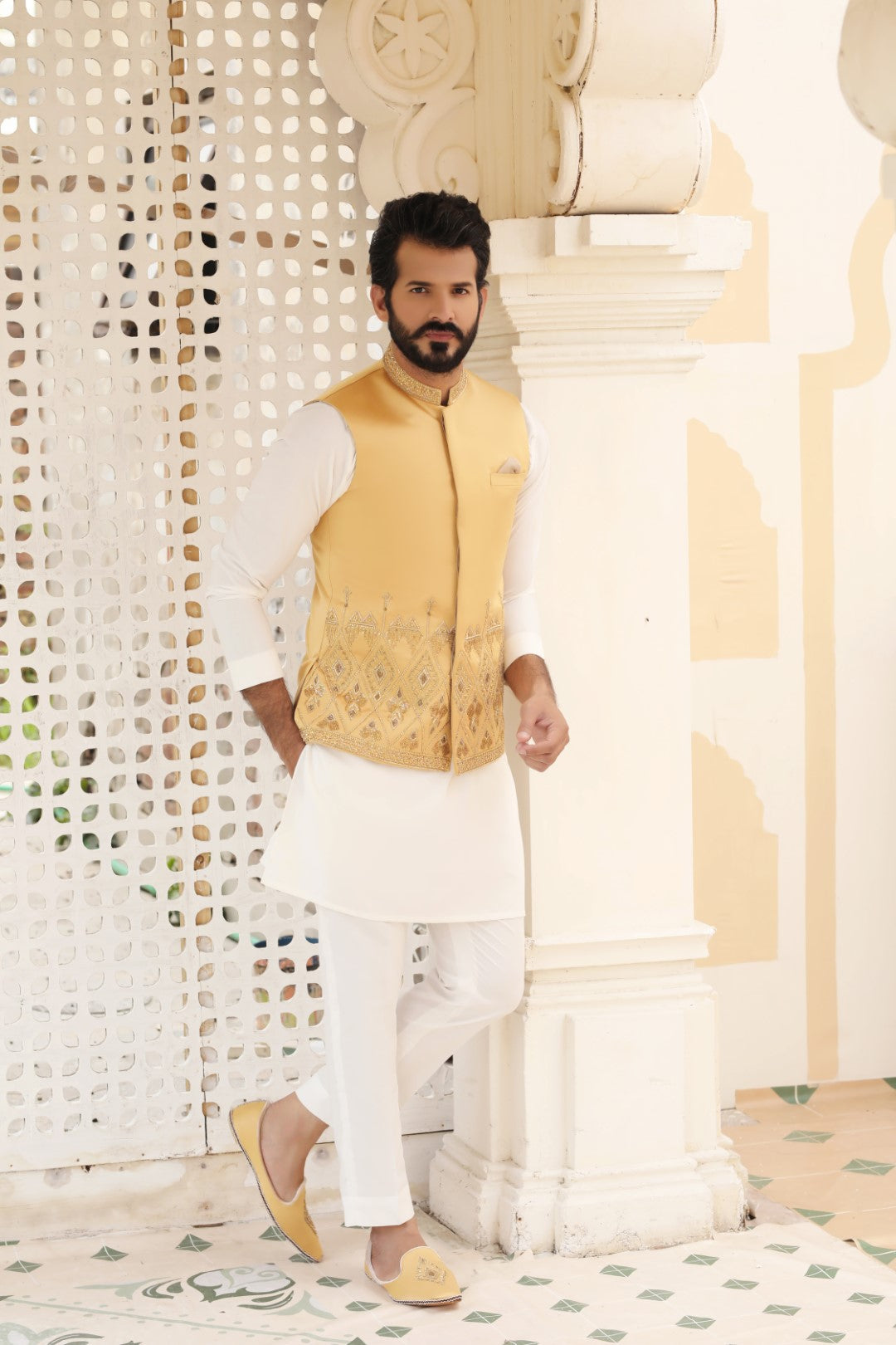 Golden Ada Work Japanese Silk Waistcoat (3-Piece) - Image 2