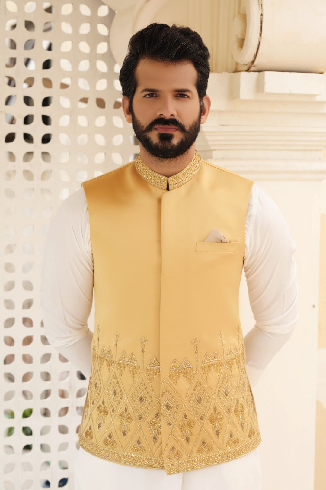 Golden Ada Work Japanese Silk Waistcoat (3-Piece) - Image 3