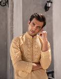 Gold Embroidered Cotton Kurta Set (2-Piece) - Image 2