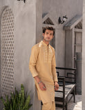 Gold Embroidered Cotton Kurta Set (2-Piece) - Image 5