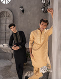 Gold Embroidered Cotton Kurta Trouser Set (2-Piece) - Image 11