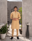 Gold Embroidered Cotton Kurta Trouser Set (2-Piece) - Image 8