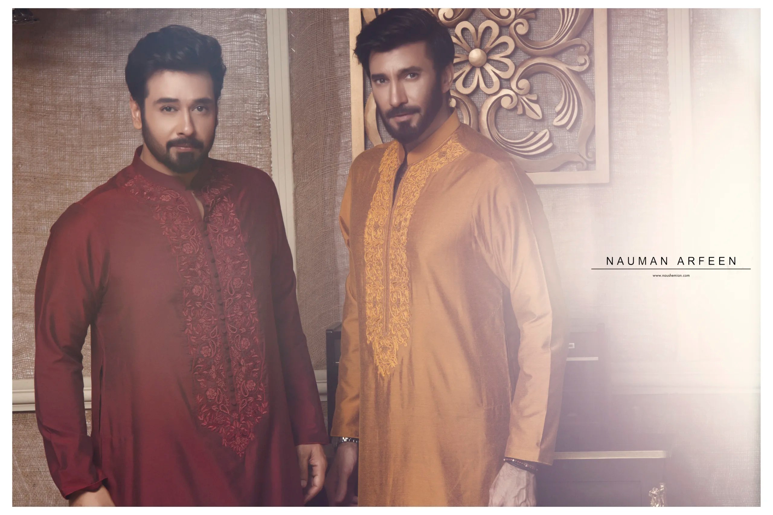 Honey Gold Embroidered Cotton-Silk Kurta (2-Piece) - Image 2