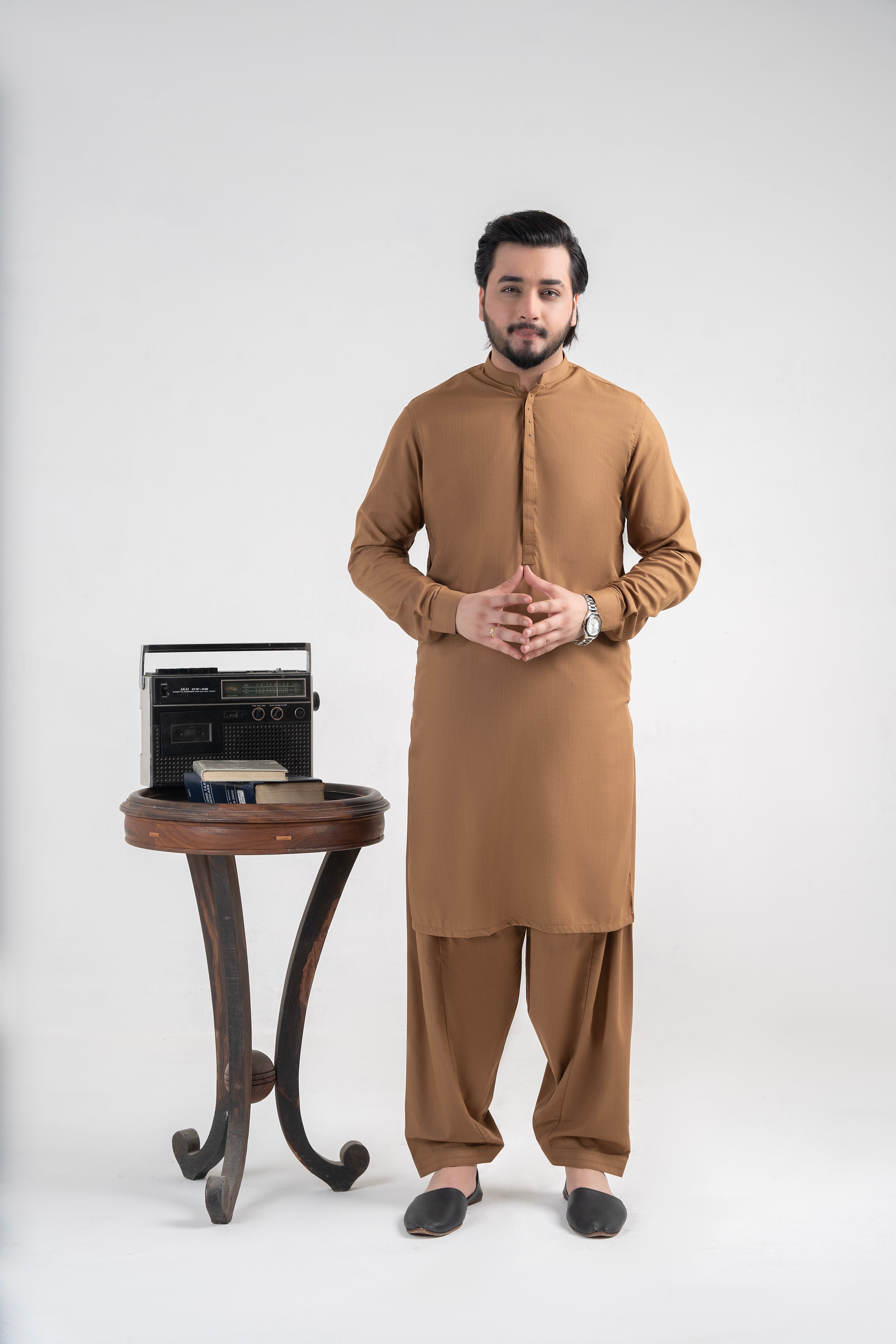 Golden Wash-and-Wear Shalwar Kameez (2-Piece) - Image 1