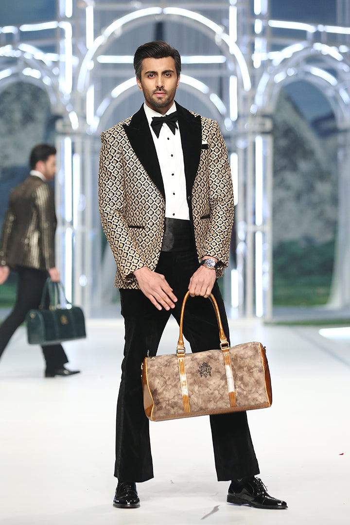 Gold Embossed Velvet Tuxedo (2-Piece) - Image 2