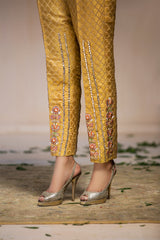 Golden Gota Lappa Embroidered Jamawar Pants (1-Pc) - Image 2