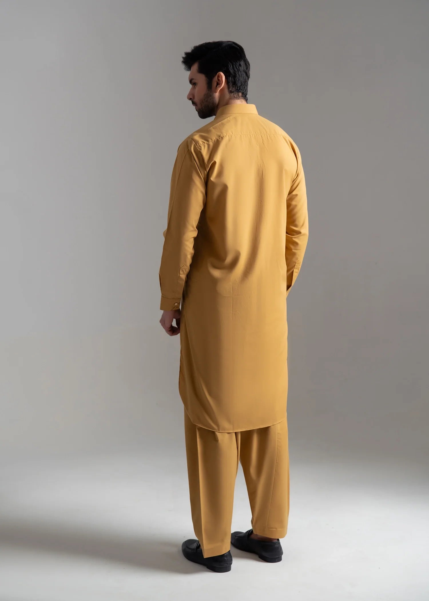 Goldenrod Wash & Wear Pathani Suit (2-Piece) - Image 3