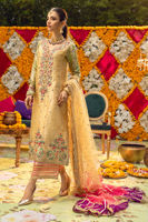 Pakistani Lime Gold & Canary Green Lame Salwar Kameez (3-Piece) - Image 3