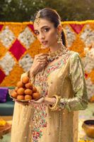 Pakistani Lime Gold & Canary Green Lame Salwar Kameez (3-Piece) - Image 5