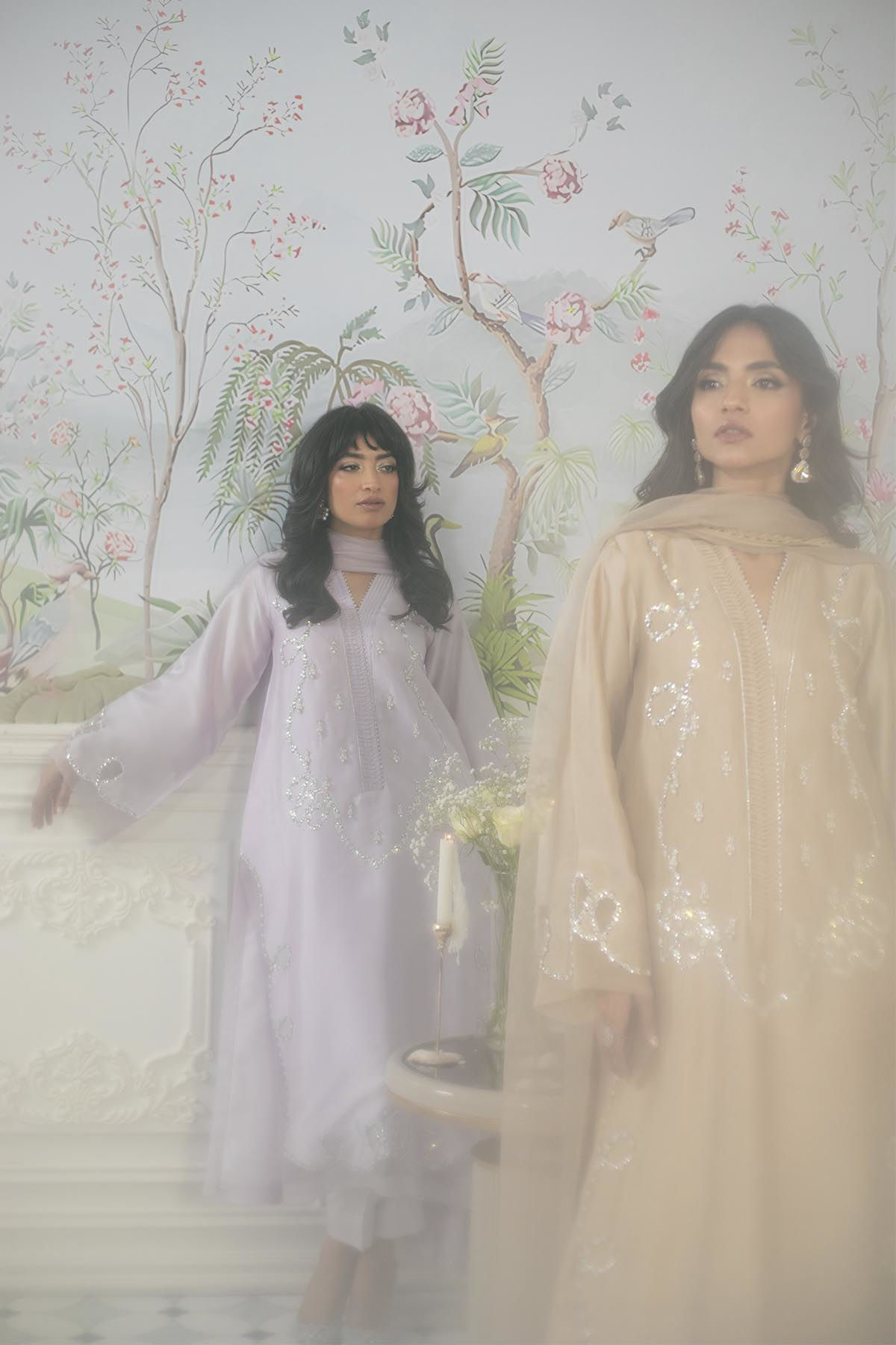 Gold-Sand Embellished Sheesha Silk Salwar Kameez (3-Piece) - Image 10