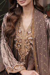 Bronze Hand-Embellished Silk Salwar Kameez (3-Piece) - Image 8