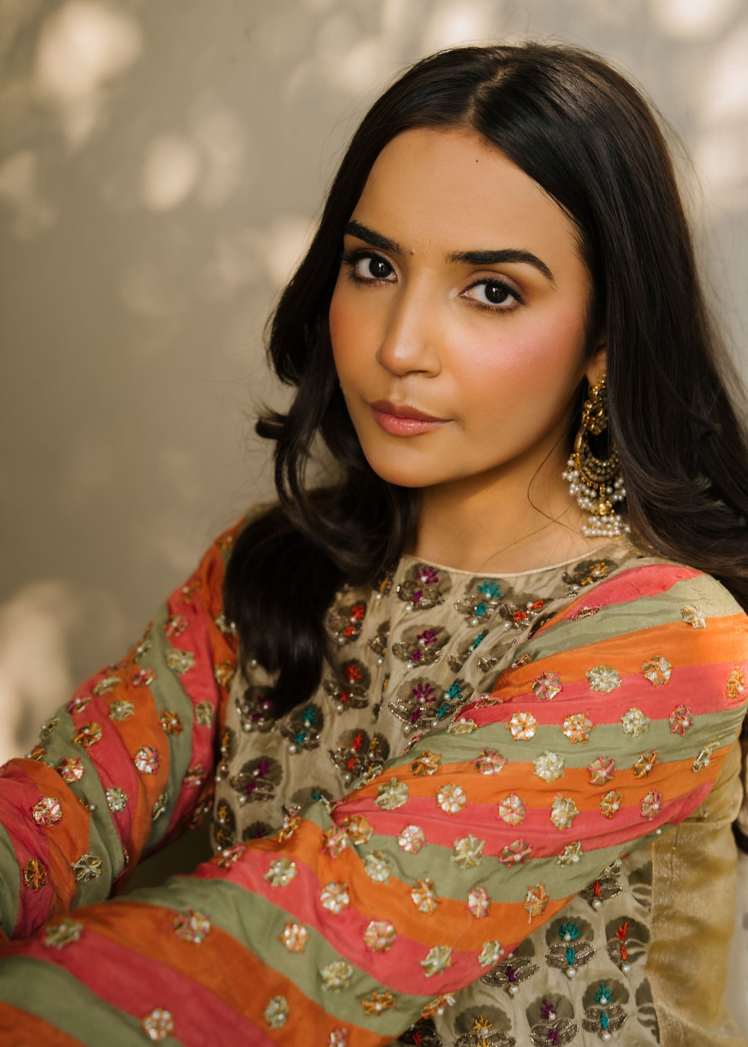 Gold Embroidered Silk Salwar Kameez (3-Piece) - Image 2