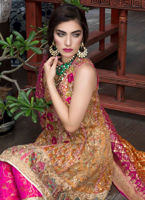 Gold Hand-Embroidered Tissue Salwar Kameez (3-Piece) - Image 4