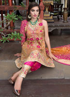 Gold Hand-Embroidered Tissue Salwar Kameez (3-Piece) - Image 5