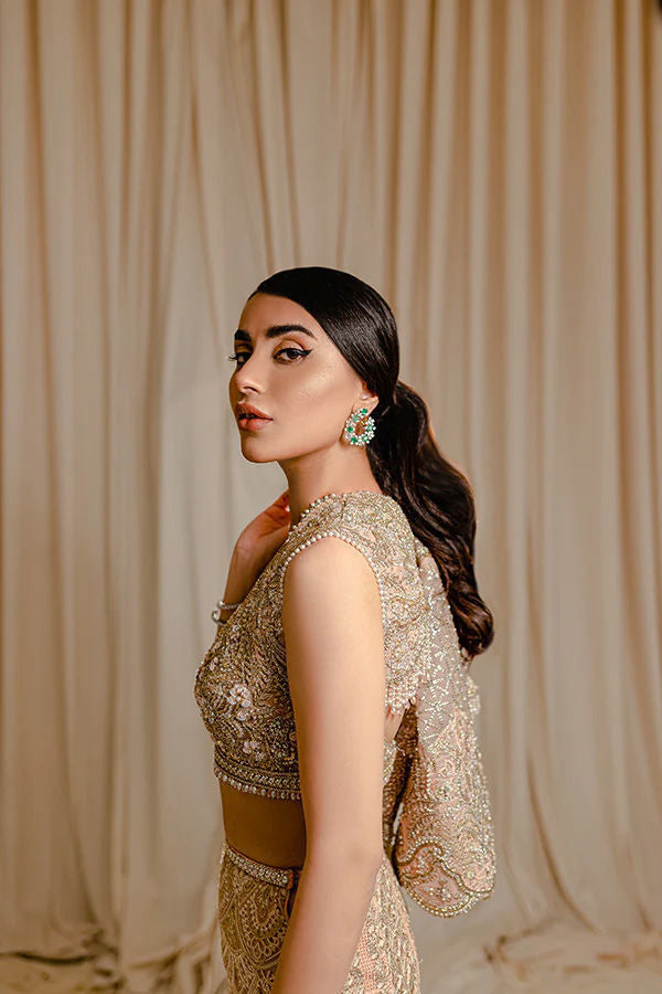 Gold Zardozi Sequin Net Statement Suit (2-Piece) - Image 6