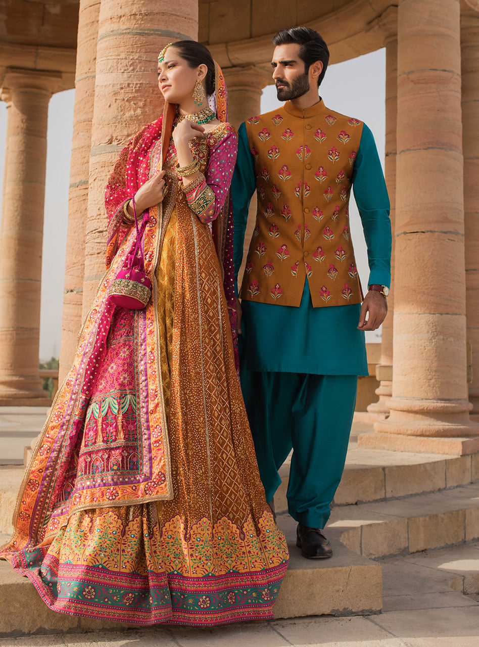 Chrome Cotton Silk Embroidered Waistcoat Kurta Set (3-Piece) - Image 2