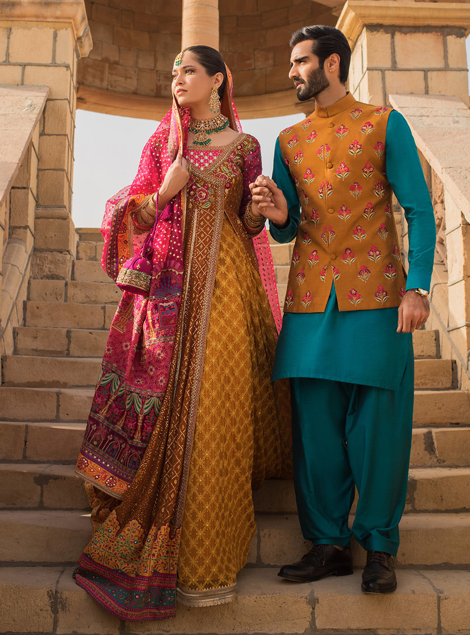 Chrome Cotton Silk Embroidered Waistcoat Kurta Set (3-Piece) - Image 4