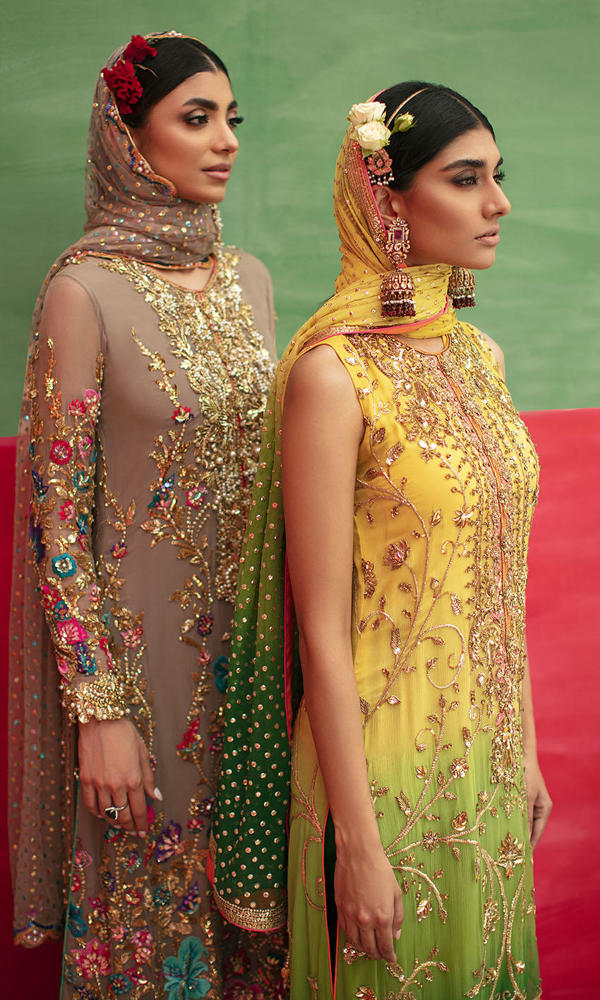 Pakistani Ash Zardozi Embroidered Net Salwar Kameez (3-Piece) - Image 8