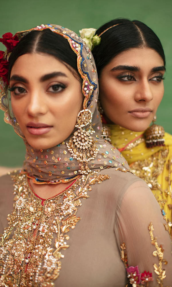 Pakistani Ash Zardozi Embroidered Net Salwar Kameez (3-Piece) - Image 9