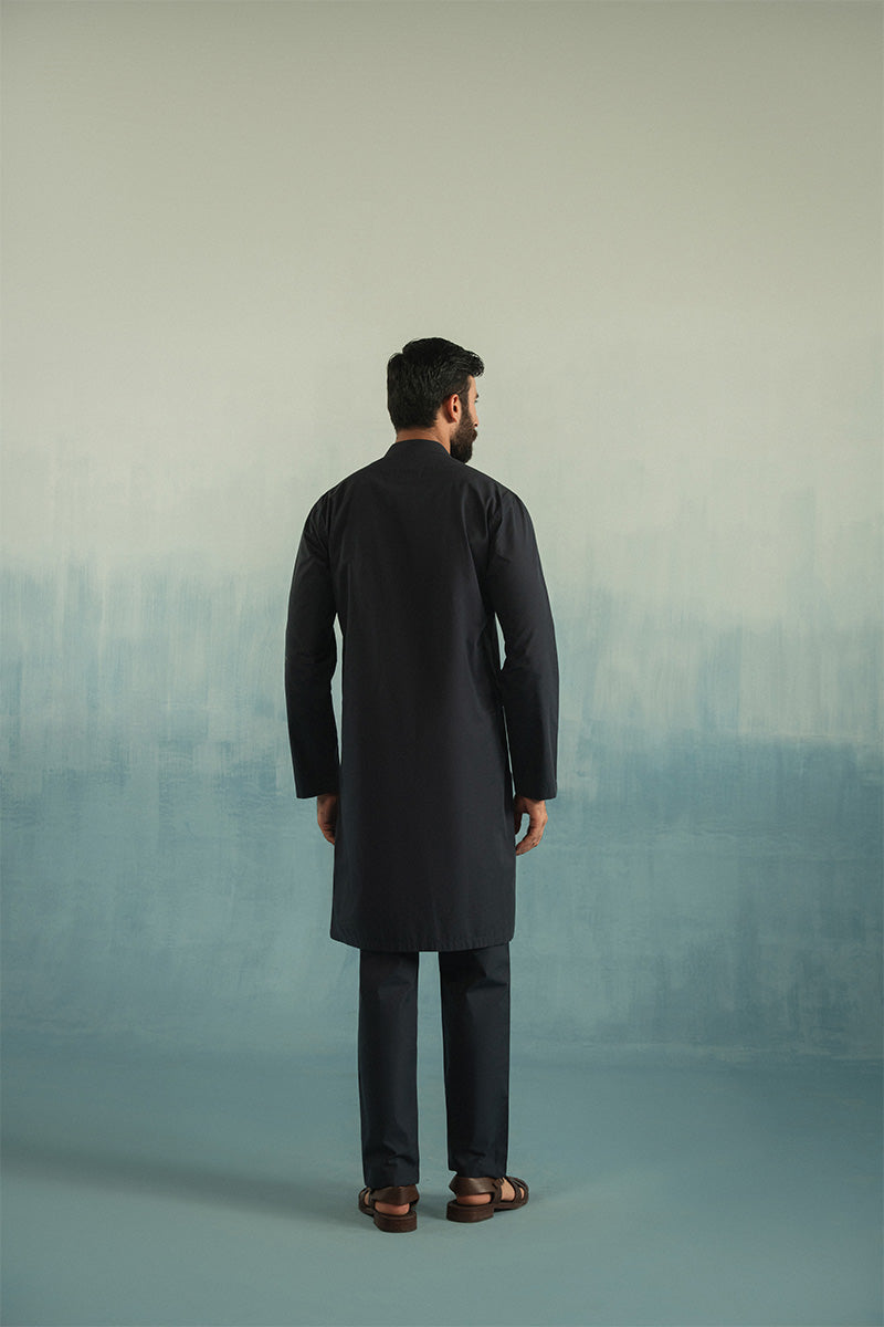 Charcoal Cotton Kurta Pajama Set (2-Piece) - Image 5