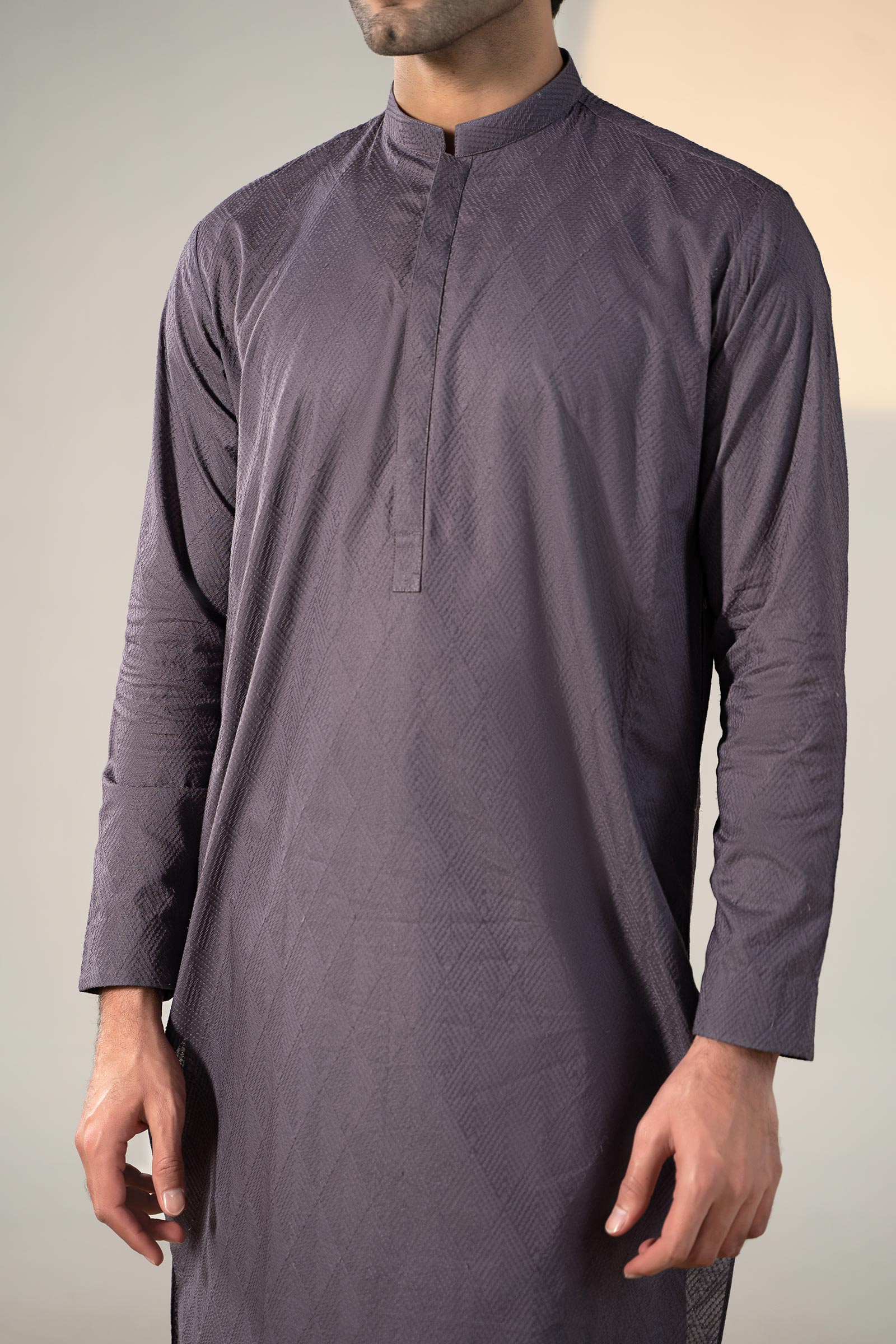 Graphite Embroidered Cotton Kurta (2-Piece) - Image 4
