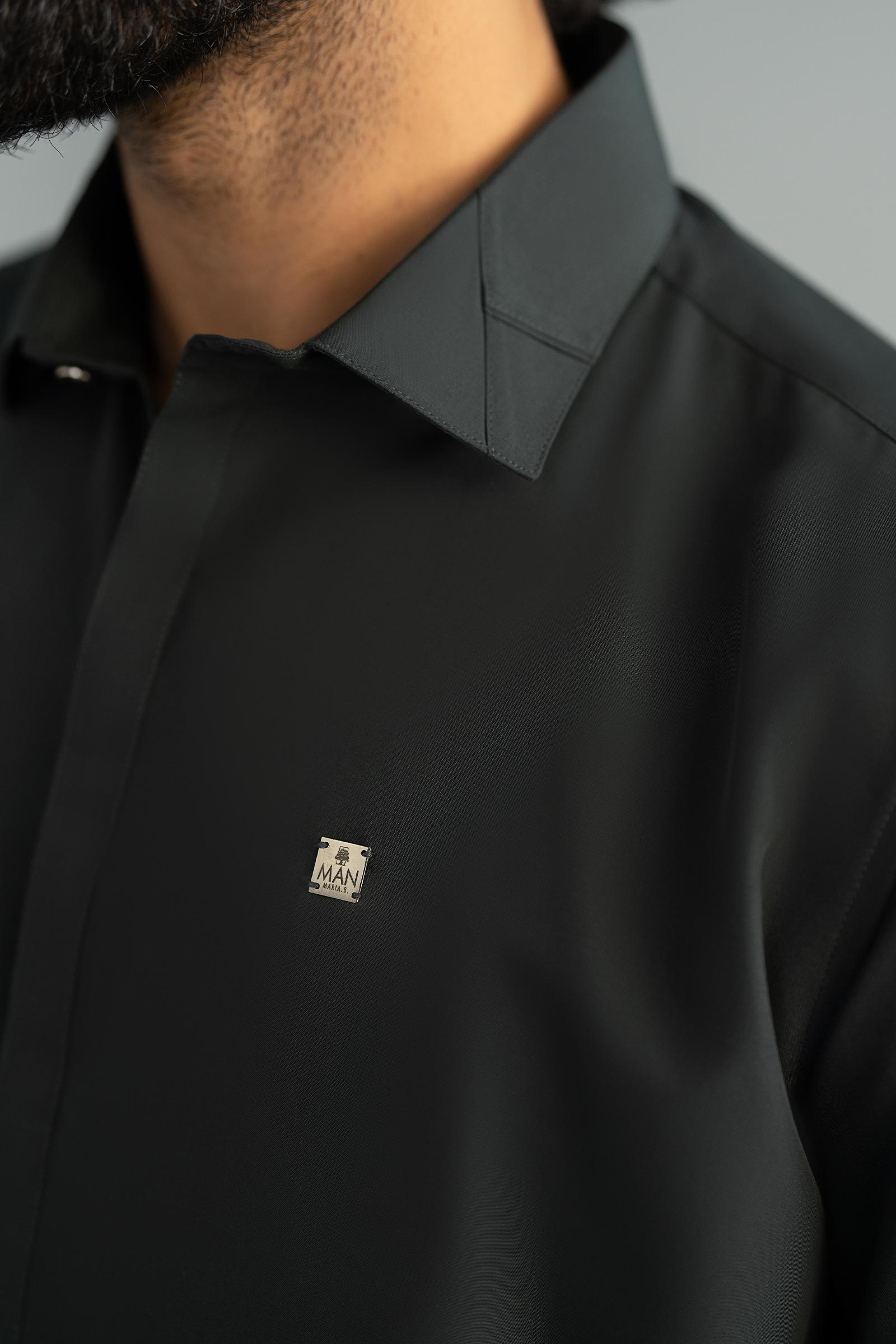 Graphite Cut-and-Sew Blended Kurta Shalwar (2-Piece) - Image 4