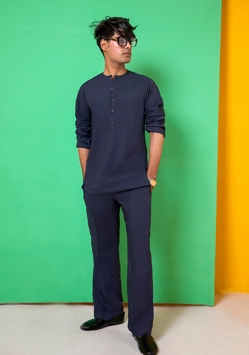 Stone Gray Embroidered Poly Viscose Shalwar Kameez (2-Piece) - Image 1