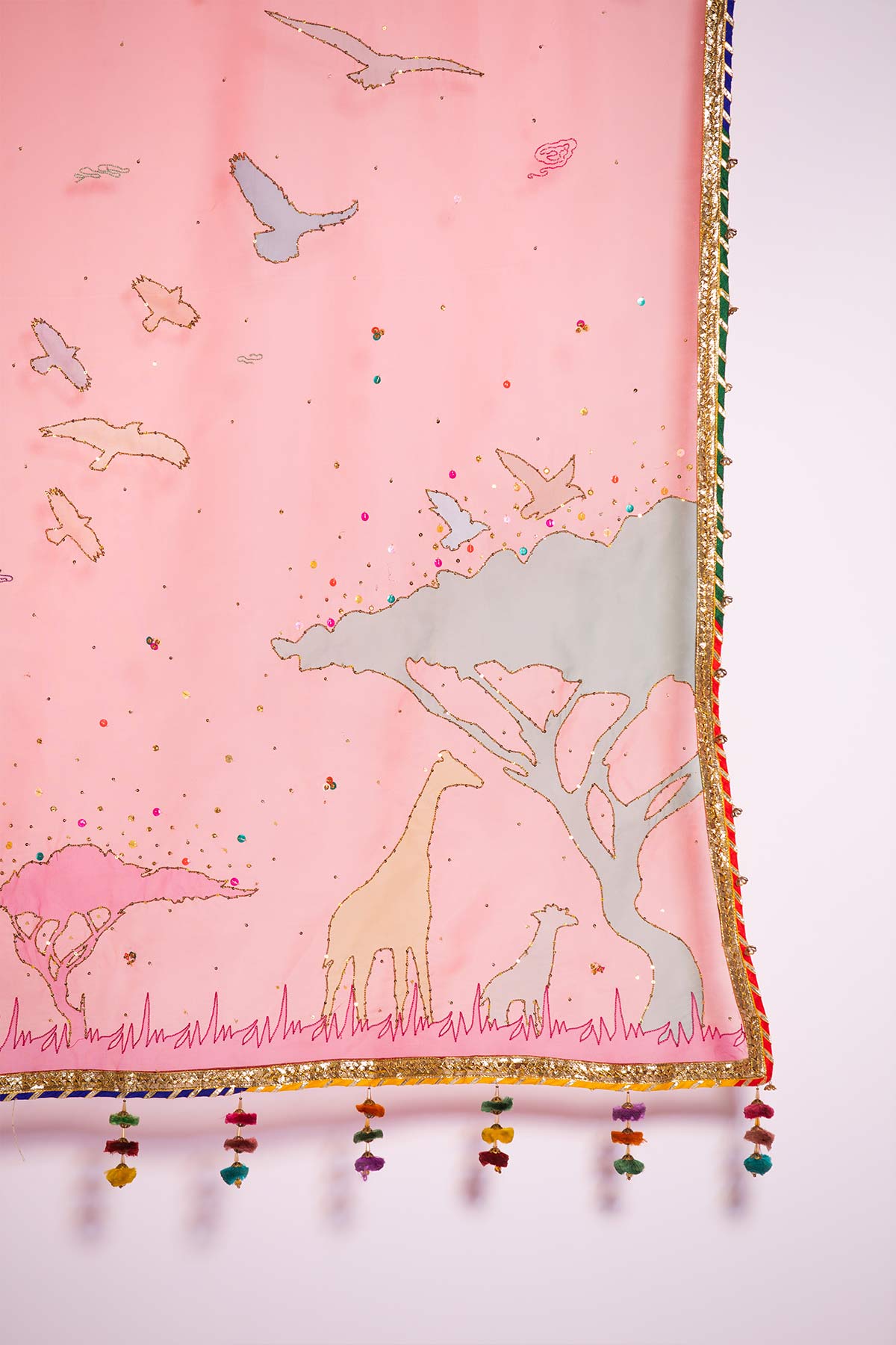 Mint Green Embroidered Raw Silk Angrakha & Gharara (3-Piece) - Image 11