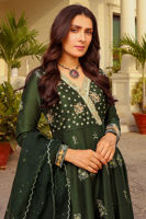 Emerald Embellished Silk-Blend Angarkha Kalidar (3-Piece) - Image 3