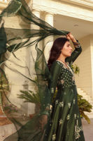 Emerald Embellished Silk-Blend Angarkha Kalidar (3-Piece) - Image 4