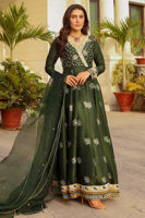 Emerald Embellished Silk-Blend Angarkha Kalidar (3-Piece) - Image 6