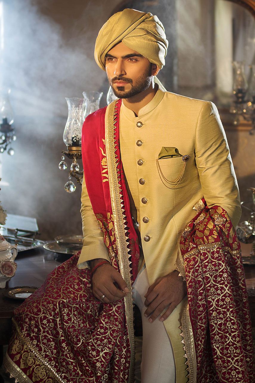 Mint Green Raw Silk Sherwani (3-Piece) - Image 1
